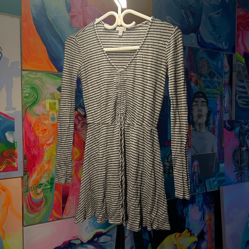 LOVE FIRE Striped Long Sleeve Dress